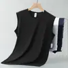 Camiseta Regata Masculina de Modal para Verão, Toque Gelado de Seda de Gelo, Secagem Rápida, Fitness, Esportes, Regata de Basquete, Antibacteriana, Antiácaro, Camiseta sem Mangas