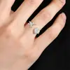 Anillo de Moda Dinámico con Letra Corazón de Moissanita Chapado en Oro de 14K para Mujer, Anillo de Lujo Ligero de Gama Alta, Venta Directa al por Mayor Transfronteriza