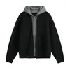 Cárdigan de Imitación Piel de Ciervo de Dos Piezas con Sudadera con Capucha para Hombre, Suéter de Punto Holgado Perezoso Retro para Otoño e Invierno, Chaqueta