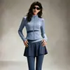 Conjunto de Fitness para Mujer Cuello Alto Manga Larga Chaqueta de Yoga Falda Pantalón Falso de Dos Piezas Control de Abdomen Moldeador Carrera Matutina Ejercicio Conjunto de Yoga