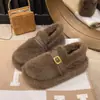 Zapatos de invierno cálidos estilo Chanel 2026, versátiles sin cordones, con aumento de altura, forrados de piel, nuevos y modernos, de algodón con suela gruesa