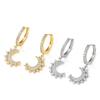 RAKOL Aretes de Moda Populares con Diseño de Nicho Europeo y Americano, Aretes Estrella Luna, Aretes Geométricos Transfronterizos de Zirconia