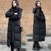 Abrigo de Algodón con Relleno de Plumas de Longitud Media para Mujer, Nuevo Estilo de Invierno, Por Encima de la Rodilla, Corte Holgado, Tallas Grandes, Chaqueta Engrosada con Relleno de Algodón, Abrigo Acolchado