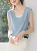 Camiseta Curta Slim Patchwork Redonda Moda Tendência Verão 2025 Novo Design Color-Blocking Casual Top para Mulheres