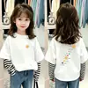Nueva colección de otoño 2026: Camiseta elegante y moderna de manga larga a rayas para niñas, hecha de algodón puro, adecuada para niños mayores