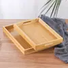 Bandeja para productos de salón de belleza, bandeja de madera, bandeja de frutas de bambú, bandeja de té de bambú, bandeja rectangular para mezclar aceites esenciales