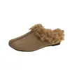 Diadema de Felpa de Lana de Cordero Retro Pantuflas Perezosas para Mujer Modernas Versátiles Mate Suela Plana Punta Cuadrada Cálidas Medias Pantuflas Birkenstock