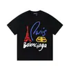 Camiseta de Verano Cruzada Bale25Ss Nuevo Estilo 260g Algodón Peinado Puro Hilo Doble Logo Impreso Lujo Accesible para Hombre y Mujer Manga Corta