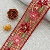 4,5CM Renda de Organza com Bordado Pesado e Pedraria para Roupas Estilo Étnico Artesanal DIY Hanfu Acessórios de Decoração para Trajes Formais