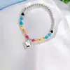 Pulsera de Oso Sonriente de Amor con Cuentas de Colores para Mujer Estilo Coreano Diseño de Nicho Sentido de Estilo Pulsera de Cadena B797