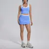 Nuevo Estilo Transfronterizo Bloque de Color Sensación Desnuda Conjunto de Yoga Casual Versátil Costillado Cintura Alta Fitness al Aire Libre Deporte Conjunto de Seis Piezas
