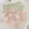 Milk Fufu ~ Calcinha de renda de cetim transparente malha sexy design cintura média antibacteriano seda virilha cuecas para mulheres