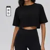 Moda Yoga de Alto Padrão Primavera e Verão Manga Curta Feminina Soltinho Emagrecedor Camiseta Esportiva Estilo Curto Leve Respirável Top Fitness