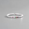 Ins Blogger com design de nicho S925 Anel de prata esterlina com zircônia arco-íris Anel fino e pequeno empilhável feminino
