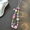 Estilo Ins Doce Fresco Acessível Luxo Menina Flor Rosa Laço Corrente para Celular Capa de Celular Pingente Corrente de Câmera CCD Cordão