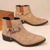 Amazon Botas Vaqueras del Oeste Americano para Hombre Botines Chelsea de Gamuza Estilo Punk Hebilla de Cadena Botines Tobilleros - 25410