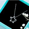 Yihua Colgante de Estrella Pentagonal Hueca de Zirconia Collar de Estrella Cadena Clavicular Casual y Más Fácil de Combinar Cumpleaños Estudiante Joyería de Plata Colgante