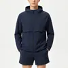 Chaqueta de Running con Capucha para Hombre Elástica Cortavientos Fina de Primavera Otoño Abrigo Deportivo para Senderismo al Aire Libre Ropa de Entrenamiento Físico