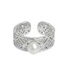 Anillo de apertura único con incrustaciones de circonita de lujo, ligero y de diseño único, estilo frío para mujer, exquisita joyería de moda.