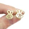 Aretes de abeja populares de Europa y Estados Unidos, aretes de acero inoxidable con forma de abeja plana hueca, aretes de insectos al por mayor