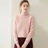 Suéter de Cashmere BaiCaiRong 2026 Outono/Inverno Feminino com Gola Alta, Design Versátil, Tricô de Lã