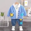 Nuevo traje para niños, moda para niños y niñas, top con solapa y pantalón, conjunto de dos piezas, traje casual de primavera y otoño para niños
