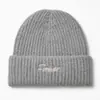 Gorra redonda bordada con letra inglesa nueva, gorro tejido con puño, gorro de lana cálido casual de moda
