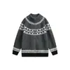 Suéter jacquard de la marca de moda callejera retro estilo japonés Rumeng, unisex, corte holgado, adecuado para parejas, top casual de punto versátil para otoño