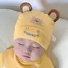 Chapéus de Bebê para Outono e Inverno 0-12 Meses Chapéu de Recém-Nascido Cachecol Triângulo 100% Algodão Chapéu com Capuz para Bebê Macio e Protetor para a Fontanela