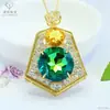 Colar Aiyu Vintage de Luxo Leve com Pingente de Vidro Amarelo-Verde e Pedras Cheias Artesanal Pesado Atacado Dropshipping S5121704