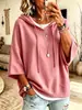 Procesamiento Personalizado Suministro Exclusivo Transfronterizo Sudadera con Capucha de Manga Media de Venta Caliente en Amazon para Mujer Top Casual Holgado