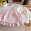 Nuevo Top de Manga Larga con Estampado de Dibujos Animados Dulce con Borde de Encaje para Bebé Niña, Sudadera Linda Holgada de Moda