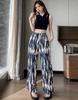 Pantalones Anchos de Pierna Ancha para Mujer, Estilo Chino de Pintura a Tinta Paisaje, Verano 2025, Caída Elegante y Adelgazantes, Pantalones Anchos Largos de Estilo Chino Nuevo