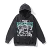 Moletom com Capuz Americano Retrô Transfronteiriço Lavado Desgastado High Street Hip-Hop Oversize Solto Pesado 480g Jaqueta