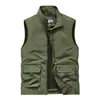 Colete Jaqueta Casual Masculino de Primavera e Outono para Pesca com Múltiplos Bolsos de Secagem Rápida para Uso Externo Roupa de Trabalho Colete de Tamanho Grande