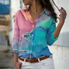 Venta Caliente Transfronteriza Aliexpress Colorida Impresión Digital 3D Otoño Nueva Moda Camisa Holgada para Mujer
