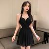Maiô Preto Feminino Sexy Águas Termais Celebridade Cibernética Coreia do Sul Ins Reunião de Praia Cobrindo a Barriga Slim Biquíni Retrô