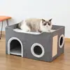 Nido de Gato de Tres Capas, Cálido en Invierno, Adecuado para Todas las Estaciones, Cerrado, Estructura Plegable para Trepar Gatos, Rascador para Gatos, Villa Integrada para Gatos