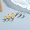 Pendientes retorcidos para mujer de plata de ley 925 estilo ins europeo y americano metálicos rayados pendientes de moda personalidad temperamento joyería para orejas de alta calidad