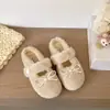Colección nueva de invierno 2026: Pantuflas de felpa suaves y acogedoras, adecuadas tanto para interiores como para exteriores, de suela plana y versátiles para uso casual