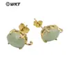 WT-E678 Mini Clásico Estilo Hong Kong Exquisito y Colorido con Aretes Dorados Pequeños para Mujer Pendientes de Moda Frescos y Apilables