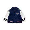 Chamarra de Béisbol para Bebé Transfronteriza 2025 Otoño Nuevo Estilo Unisex Infantil Bloques de Color Ropa para Exteriores Manga Larga Bordado Superior Moderno
