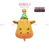 Sombrero de Cumpleaños Cabeza de Animal Globo Tigre Koala León Animal de Dibujos Animados Globo de Película de Aluminio Globo de Decoración para Fiesta de Cumpleaños