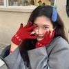 Guantes navideños con pantalla táctil para mujer, de color rojo, para invierno, para estudiantes, bonitos, de felpa gruesa, para ciclismo, cálidos, para invierno.