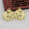 Hongxing DIY Joias Cobre 24K Cor Ouro Preservada 21*22mm Carpa Brincando com Folhas de Lótus Acessórios de Cobre Grampo de Cabelo Coroa de Cabelo B1559