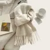 Cachecol de lã azul de alta qualidade para mulheres, outono e inverno, estilo coreano, atmosférico, quente, tricô grosso, aquecedor de pescoço versátil