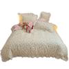 Juego de cama de cuatro piezas de algodón con encaje de estilo adorable Ins 100% algodón funda nórdica de dibujos animados sábana bajera juego de tres piezas para dormitorio