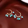 Pendientes de Plata Electrochapada en Oro Real de 14K con Aguja de Plata y Colgante de Ágata, Aretes de Tachuela Estilo Étnico Vintage, Pendientes de Lujo Ligero de Gama Alta, Nicho