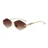 Nuevas Gafas de Sol de Moda Sin Marco con Personalidad Gafas de Sol de Marco Cuadrado Pequeño Transfronterizas Europeas y Americanas Gafas de Corte Moderno con Protección UV