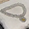 Pulseras Tejidas Hechas a Mano para Hombres y Mujeres con Pepitas de Plata Triturada, Nicho de Lujo Ligero de Gama Alta, Joyería Nueva Versátil y Simple